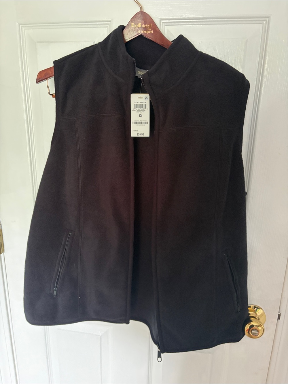 Style & Co Classic Black Fleece Zip-Front Vest
